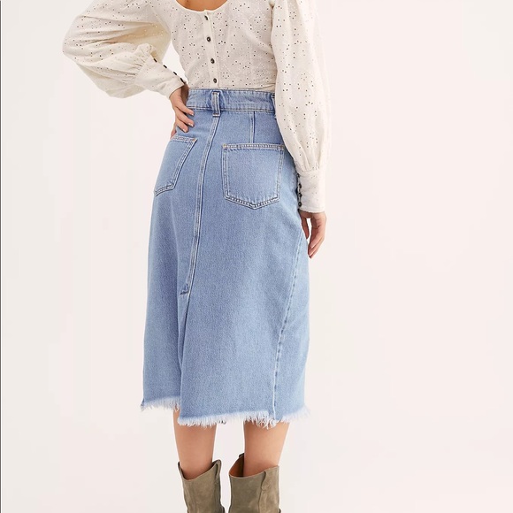 Free People Denim Midi Skirt - Picture 2 of 10
